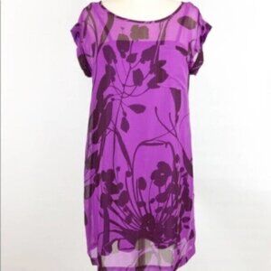 Old Navy | Purple Floral Print Short Sleeves High Neck Shift Dress Size Small